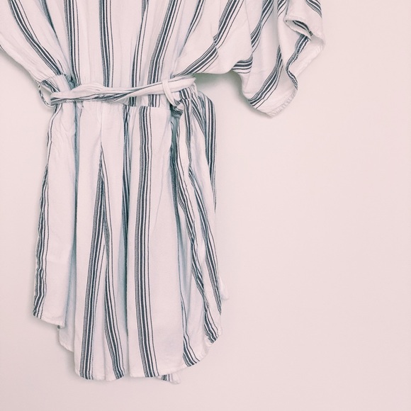 Lulu’s White Striped Short Sleeve V-Neck Romper - Picture 10 of 15